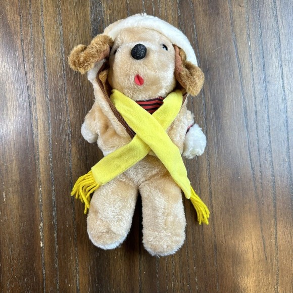 Avon Interpur Puppy Dog Brown Tan Vintage Zipper Jacket Plush Stuffed 12" *AS IS - Picture 1 of 11
